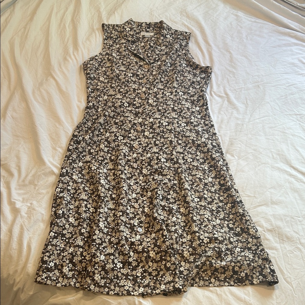 90s ditsy floral collared tank midi dress size 10